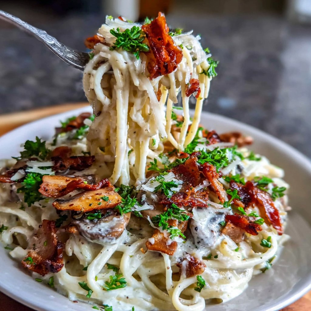 Creamy Bacon Mushroom Pasta