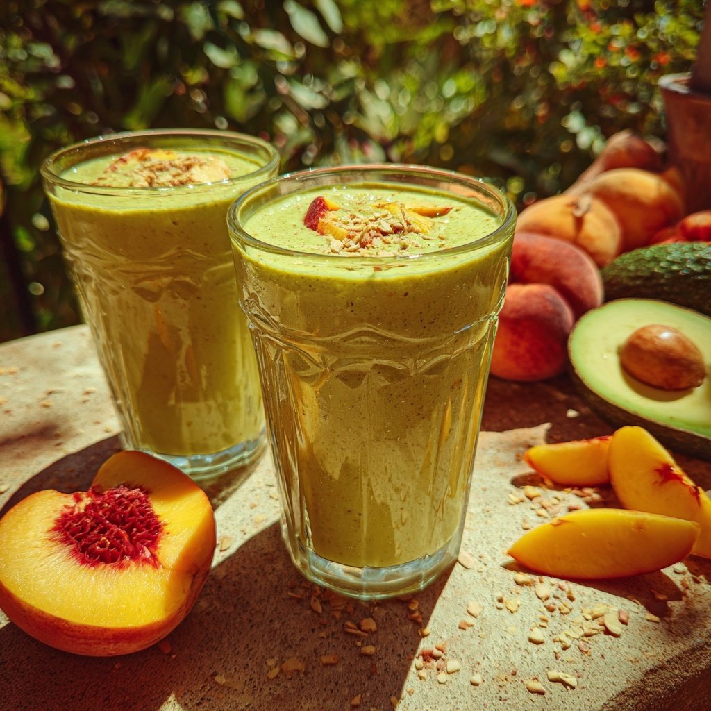Peach Avocado Green Smoothie