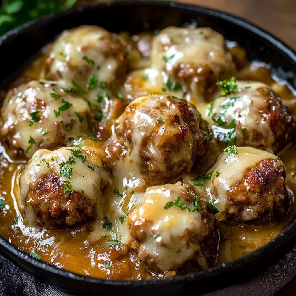 French Onion Meatballs with Savory Onion Sauce