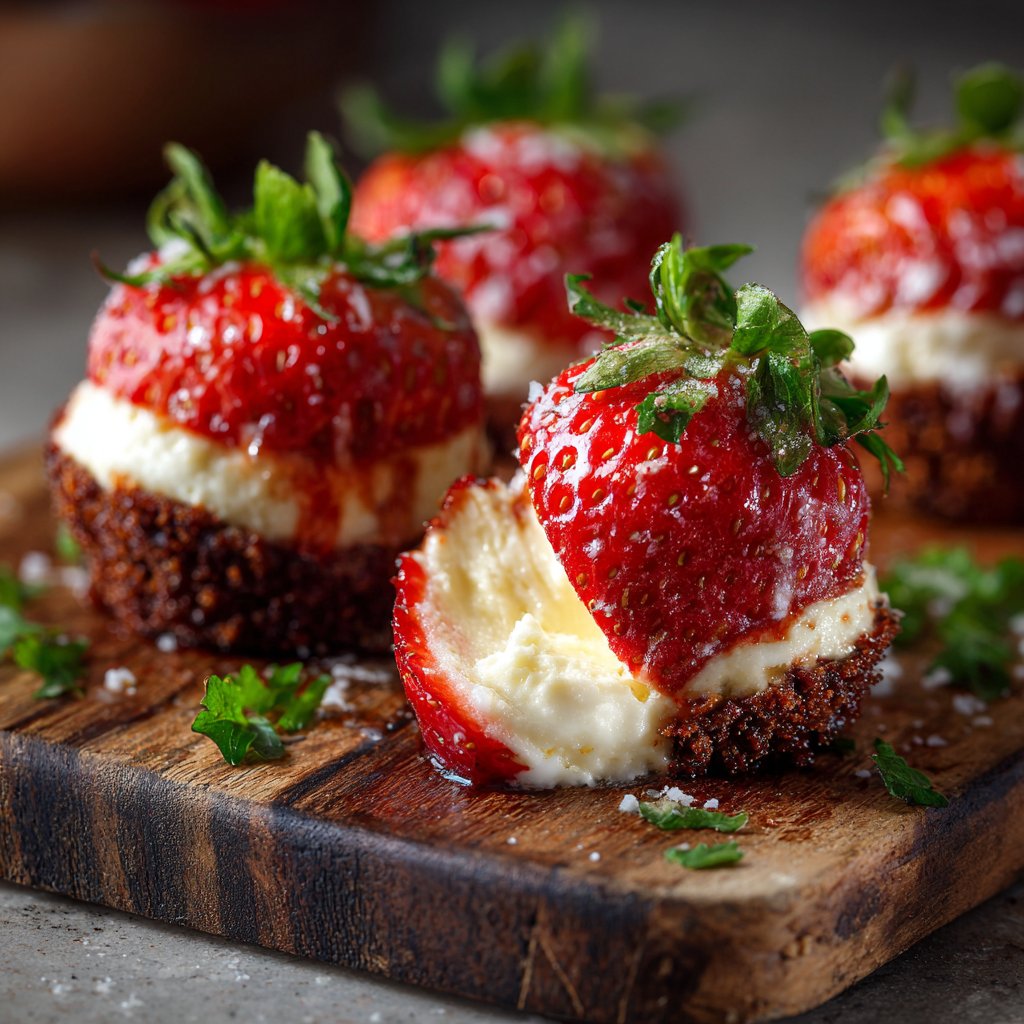 Mini Cheesecake Stuffed Strawberries