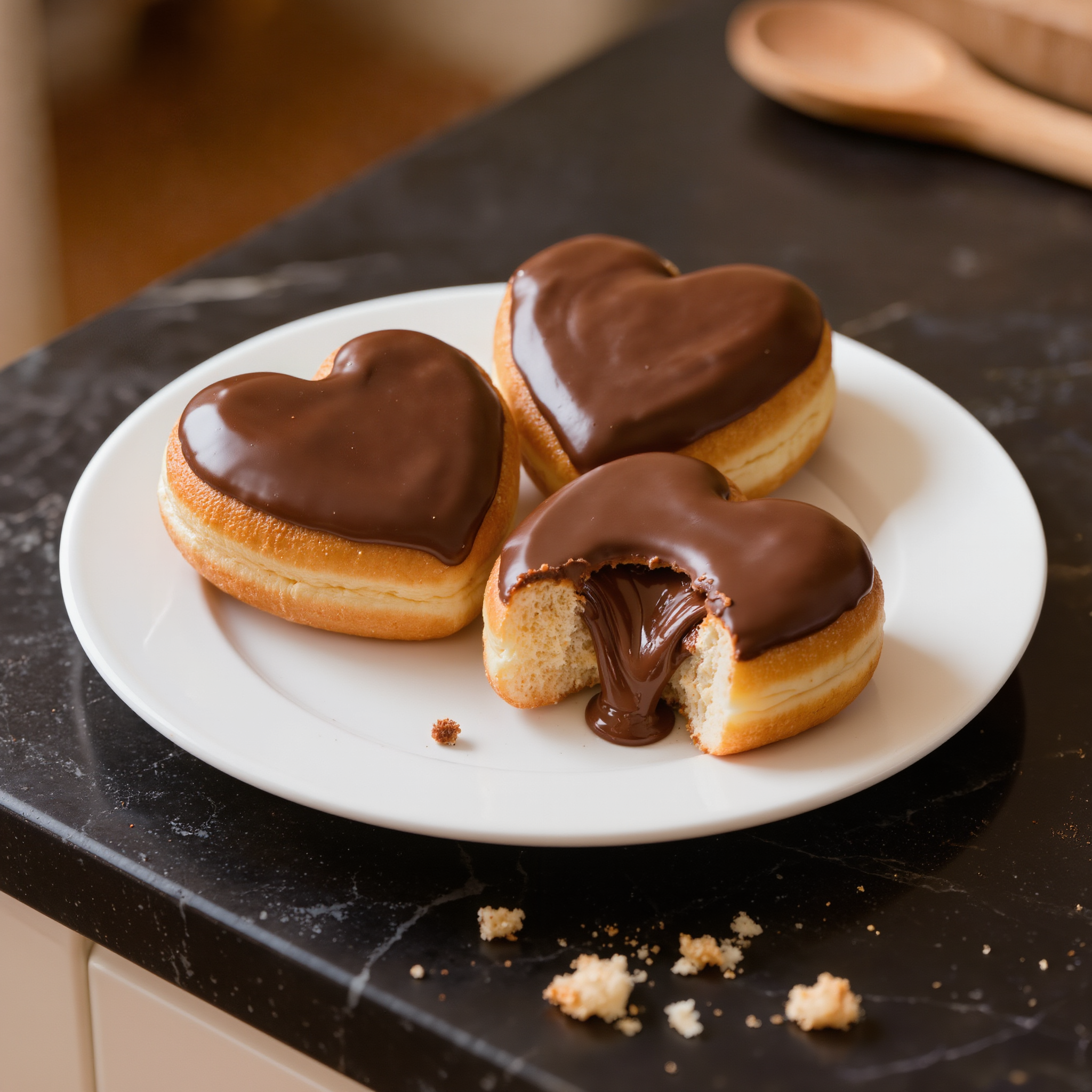 Nutella-Stuffed Heart Donuts