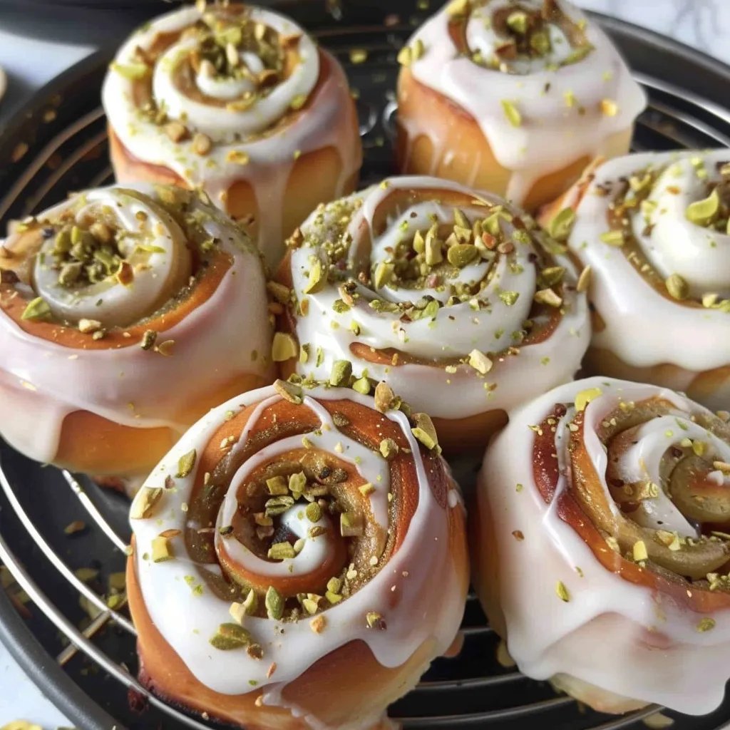 Pistachio Rolls with Cream Cheese Frosting