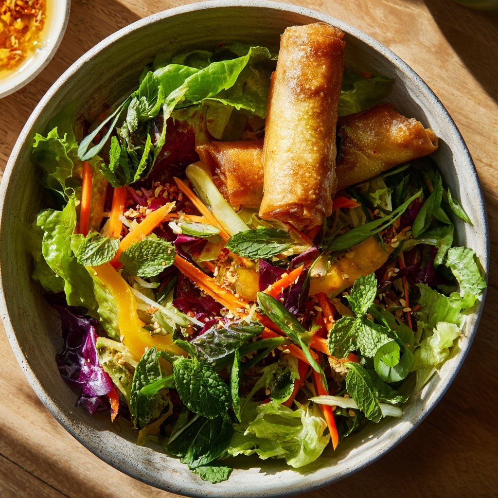 Spring Roll Bowl with Peanut Sauce