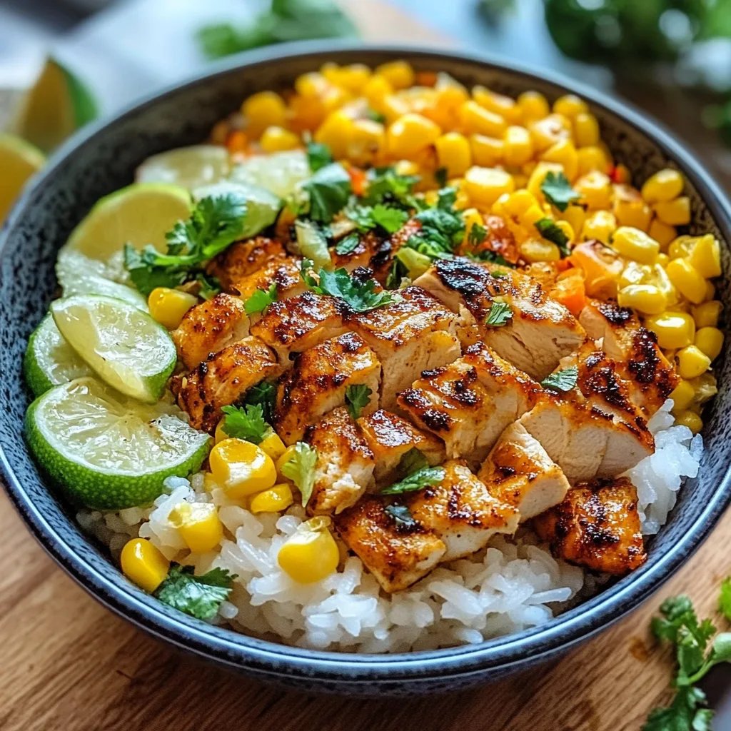 Healthy and Delicious Street Corn Chicken Rice Bowl