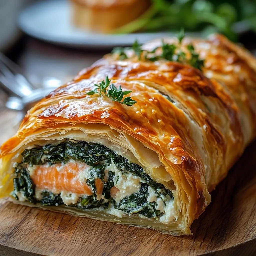 Elegant Spinach and Cheese Salmon Wellington