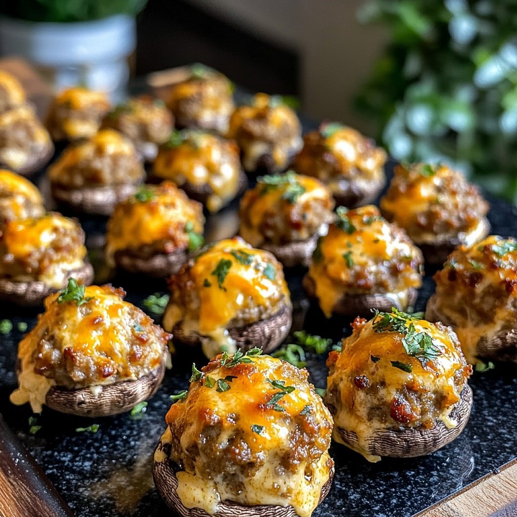 The Best Sausage Balls Stuffed Mushrooms