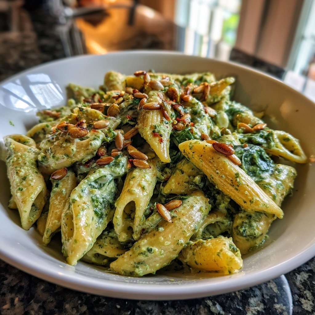 Creamy Spinach Sunflower Pasta