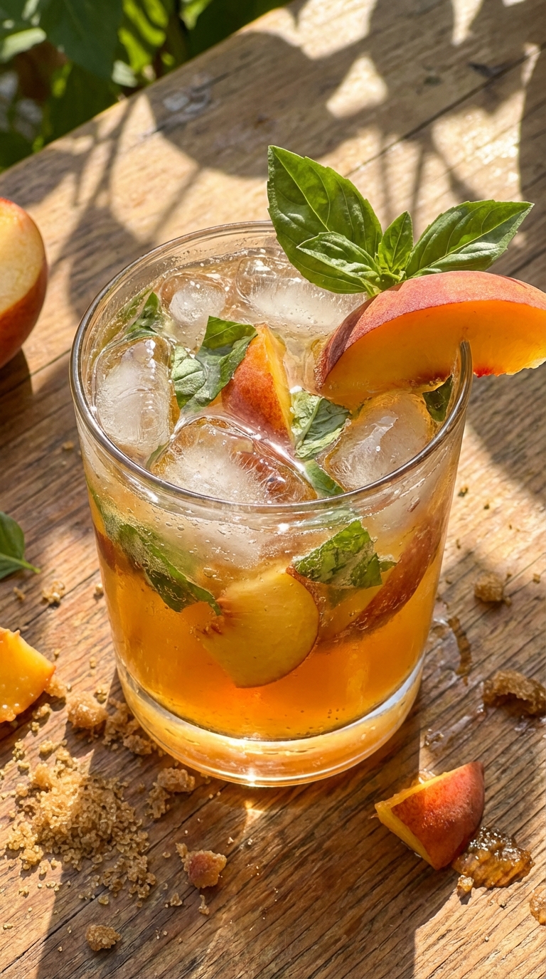 Peach and Basil Sparkler