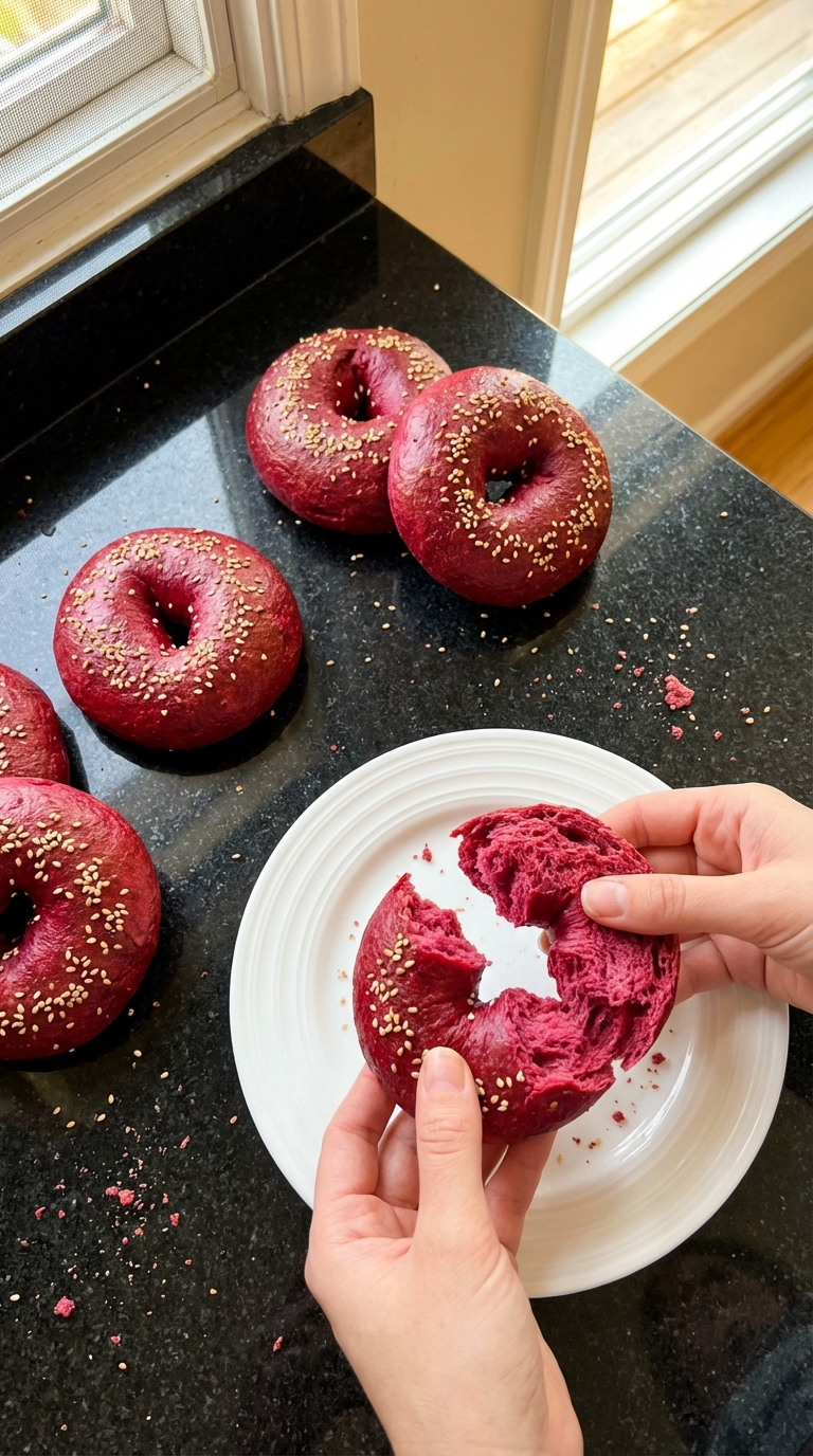 Beet-Infused High-Protein Bagels