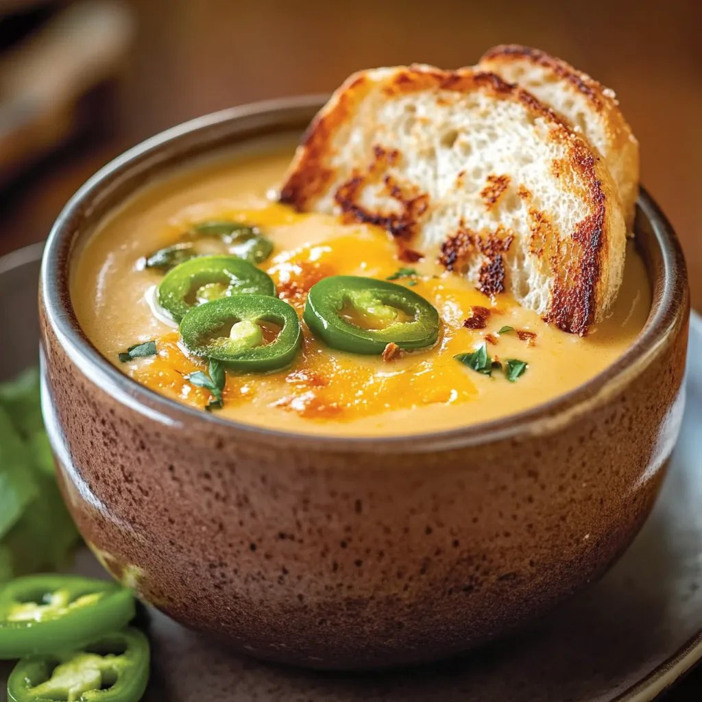 Spicy Jalapeño Popper Soup with Grilled Cheese