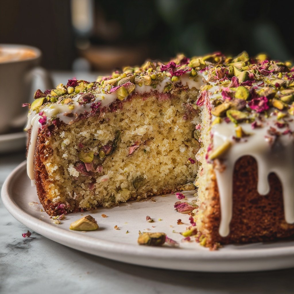 Capricorn Pistachio Rose Cake