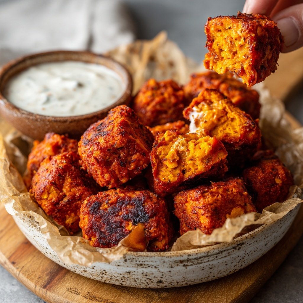Buffalo Tempeh Bites with Dip