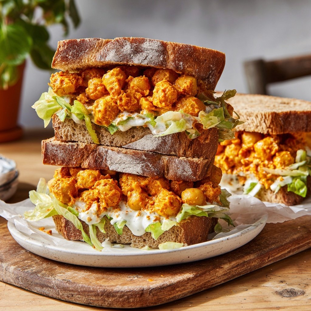 Buffalo Chickpea Salad Sandwiches