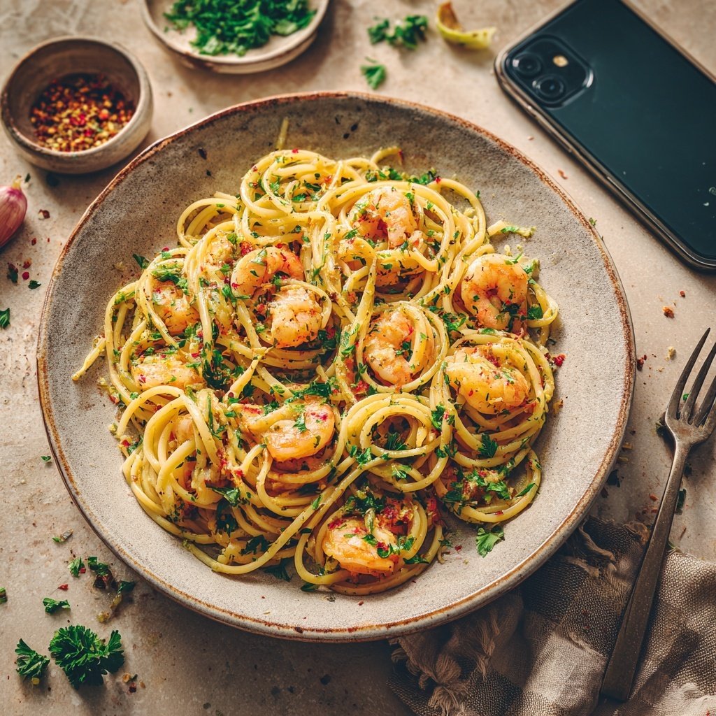 Chili Garlic Pasta with Shrimp