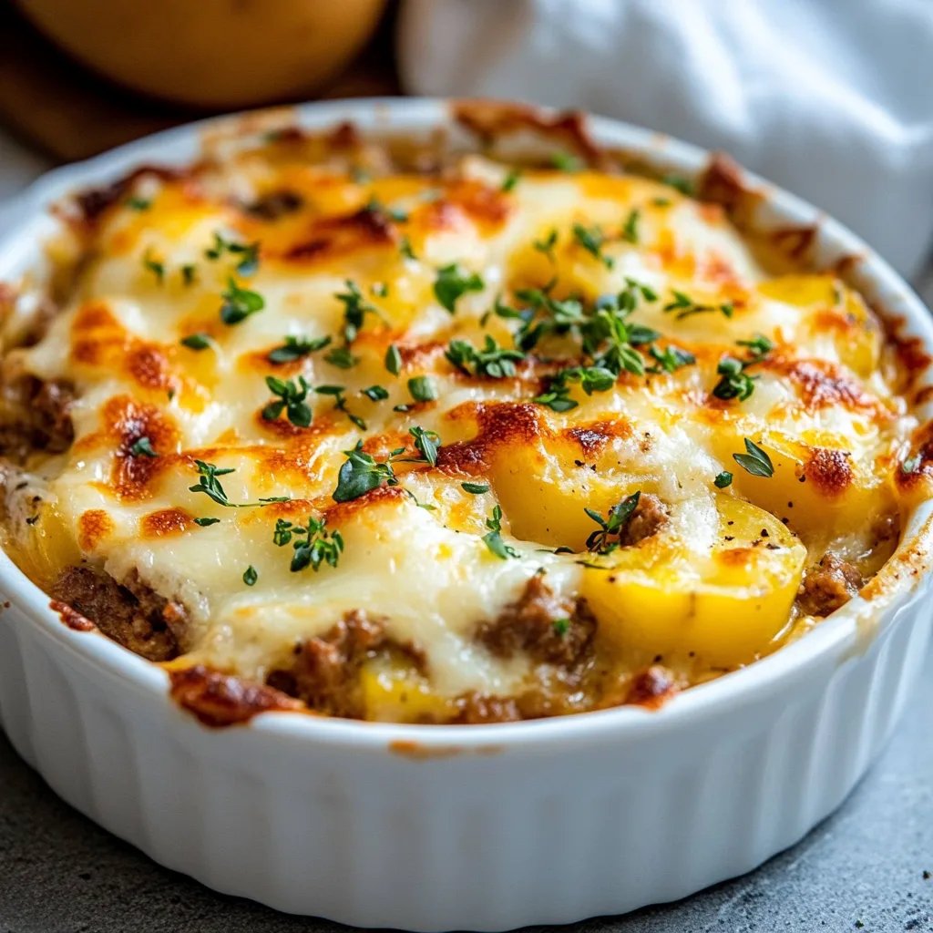 Cheesy Ground Pork and Potato Casserole