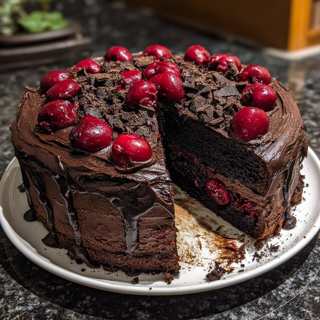 Black Cocoa Cake Basil Cherry
