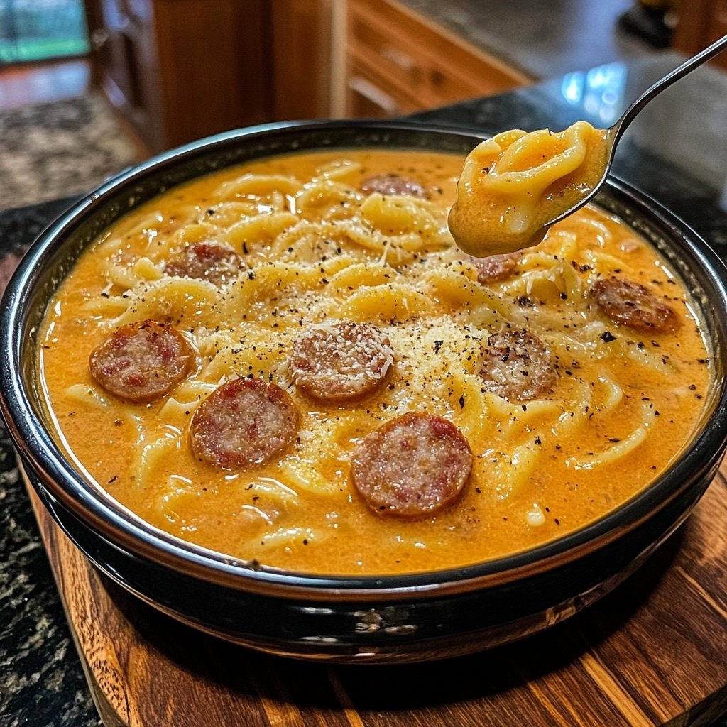 Creamy Parmesan Italian Sausage Ditalini Soup
