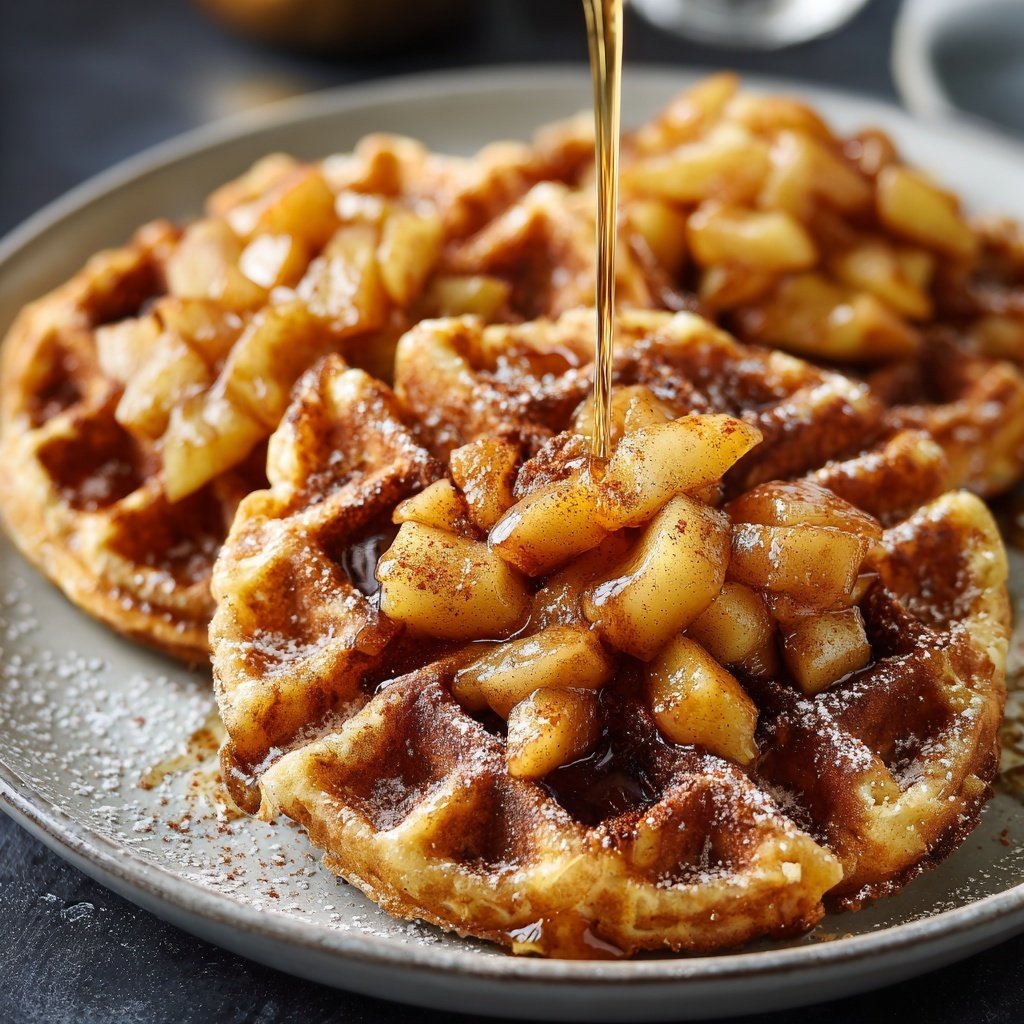 Warm Apple Cinnamon Waffles