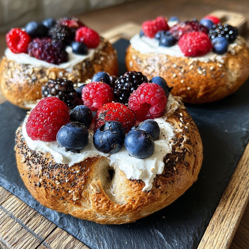 Protein Bagels with Vanilla Greek Yogurt