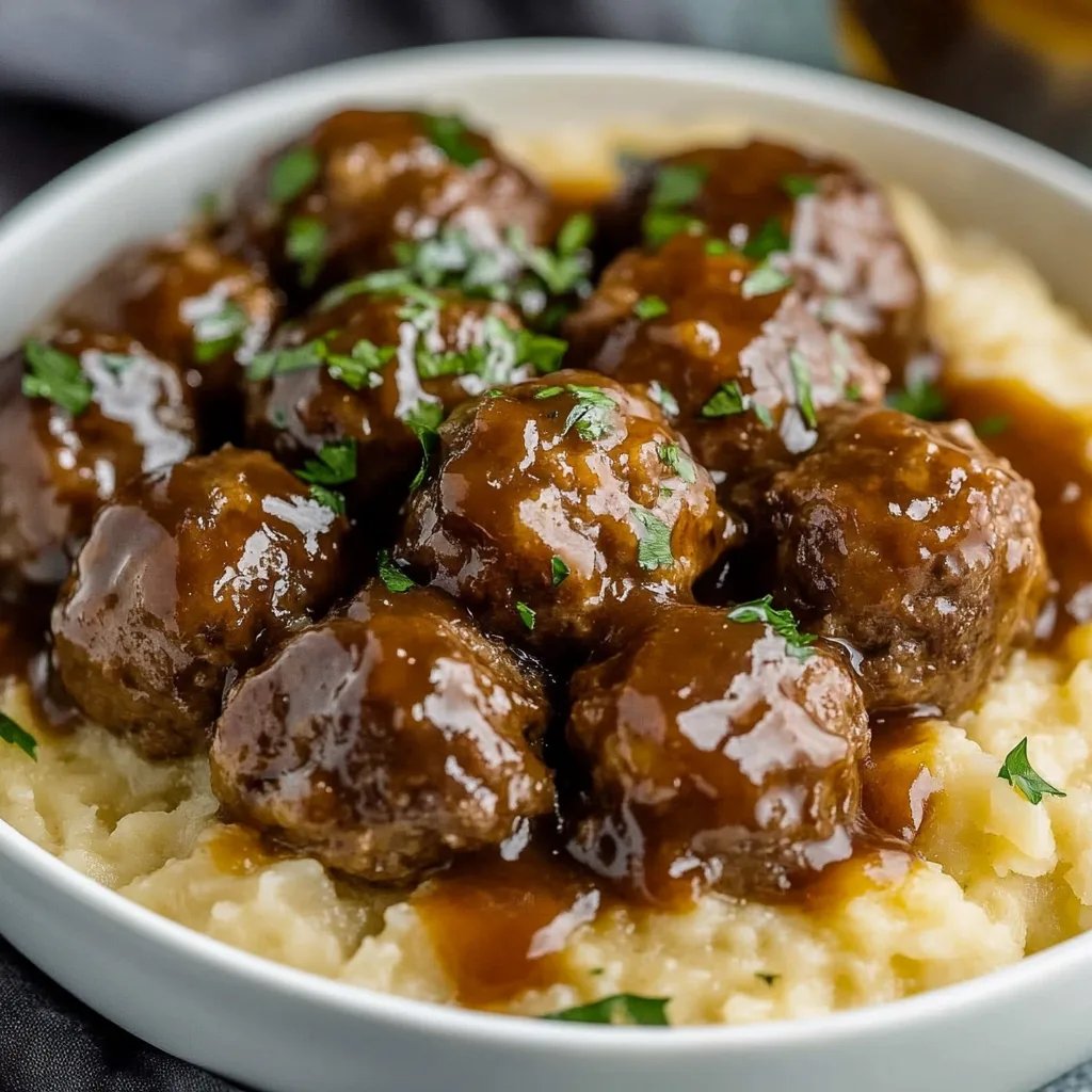 Tasty Slow Cooker Salisbury Steak Meatballs