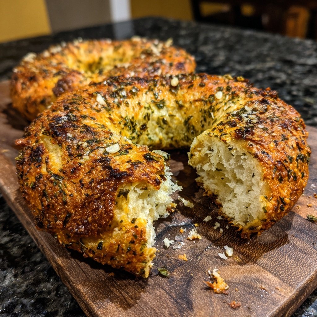 Protein Bagels with Garlic Herb Flavor