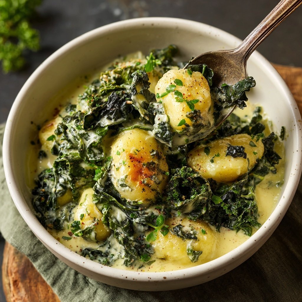 Creamy Kale Gnocchi Skillet